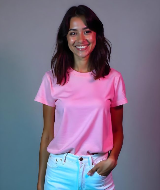 Timeless Trim Crew - Candy Pink Tee