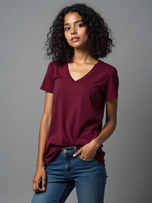 ChillFit V.Neck - Maroon Tee