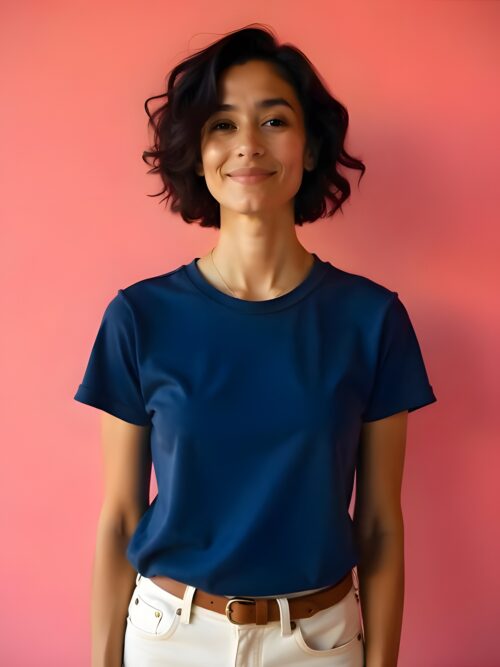Timeless Trim Crew - Navy Blue Tee