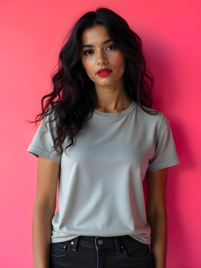 Timeless Trim Crew- Grey Heather Tee