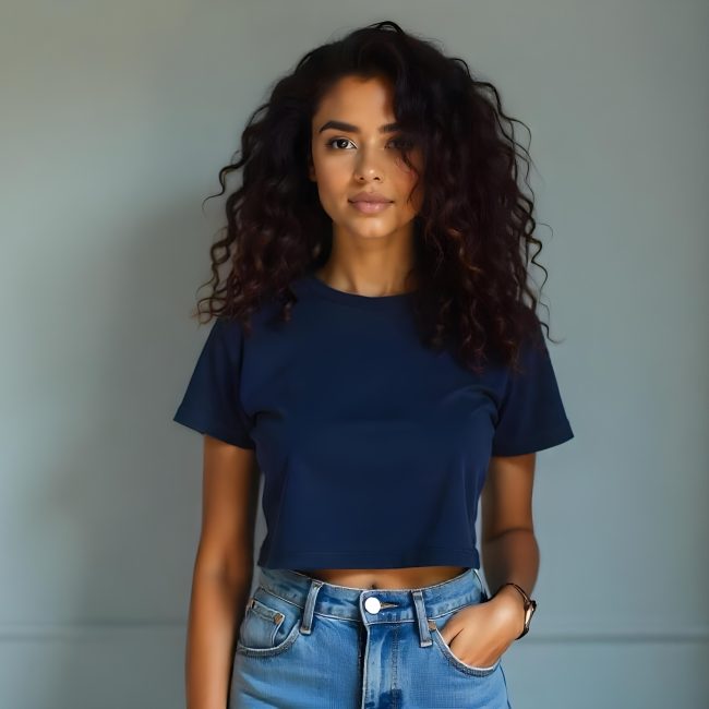 Effortless Chic - Navy Blue Crop Top