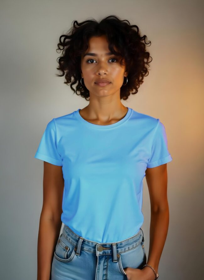Timeless Trim Crew - Ocean Blue Tee